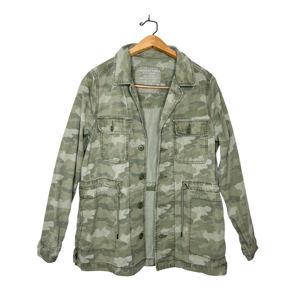American‎ Eagle Outfitters Womens Camo Button Front Utility Jacket Medium M